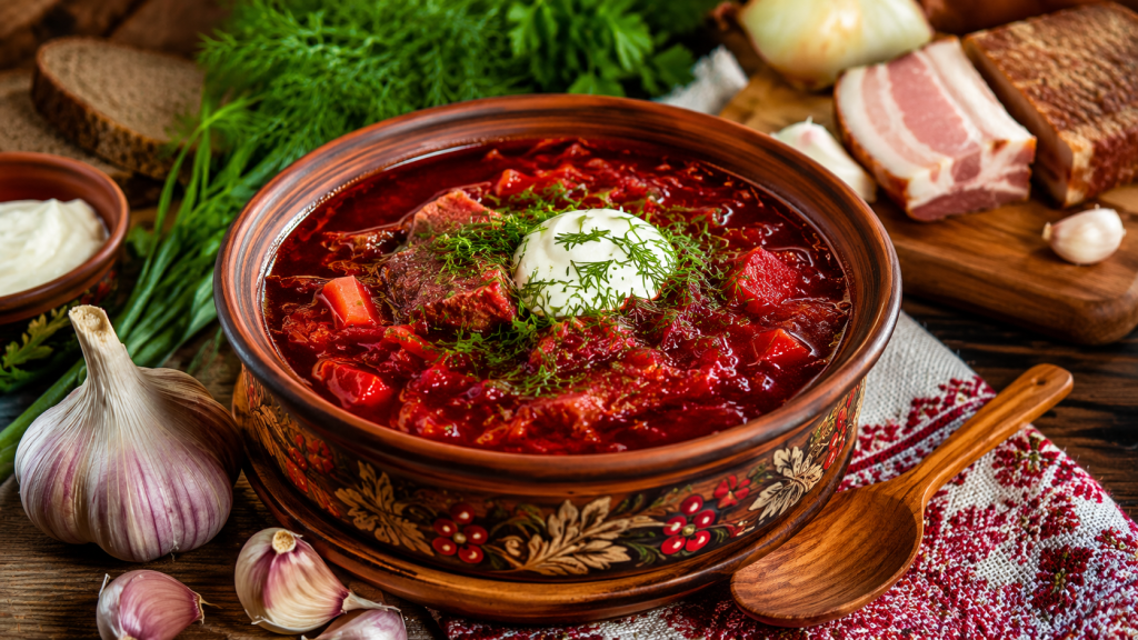 Класичний український борщ з буряком