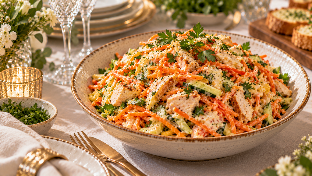 Святковий салат із куркою та овочами